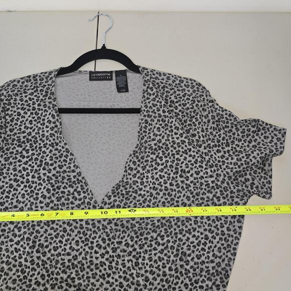 Liz Claiborne Collection Wrap Dress Womens XL Grey Leopard Animal Print Stretchy - Picture 6 of 9